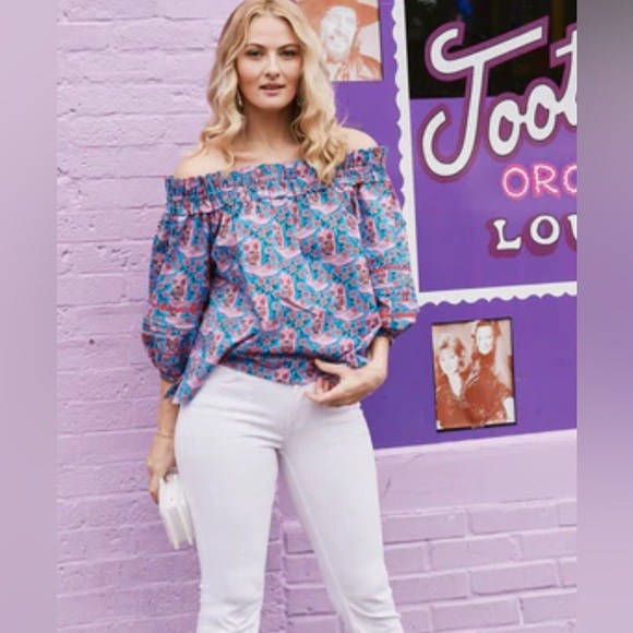Printfresh Tops - Printfresh Rhinestone Cowgirl Off Shoulder Sweet Sunrise Blouse Large NWT